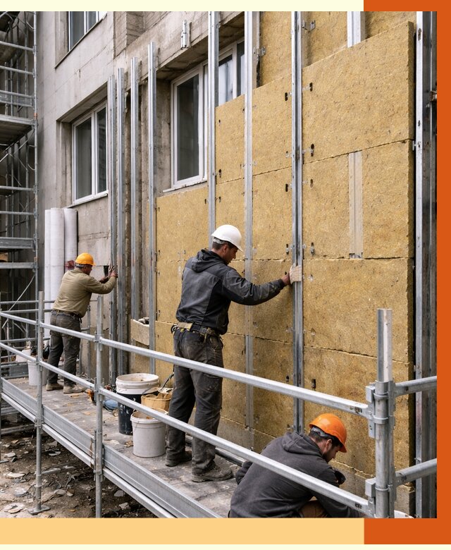Утепление вентилируемого фасада в Шадринске от 5791 руб/м2 — монтаж и утепление вентфасад | ТепломастерШдр